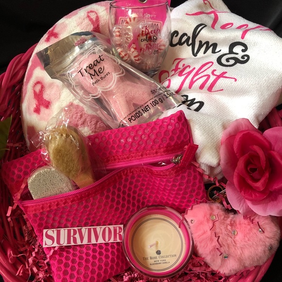 Breast Cancer Awareness pink wicker gift basket - Picture 8 of 8